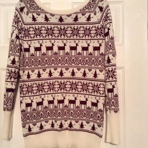 Super Soft Maroon/Cream Winter Sweater